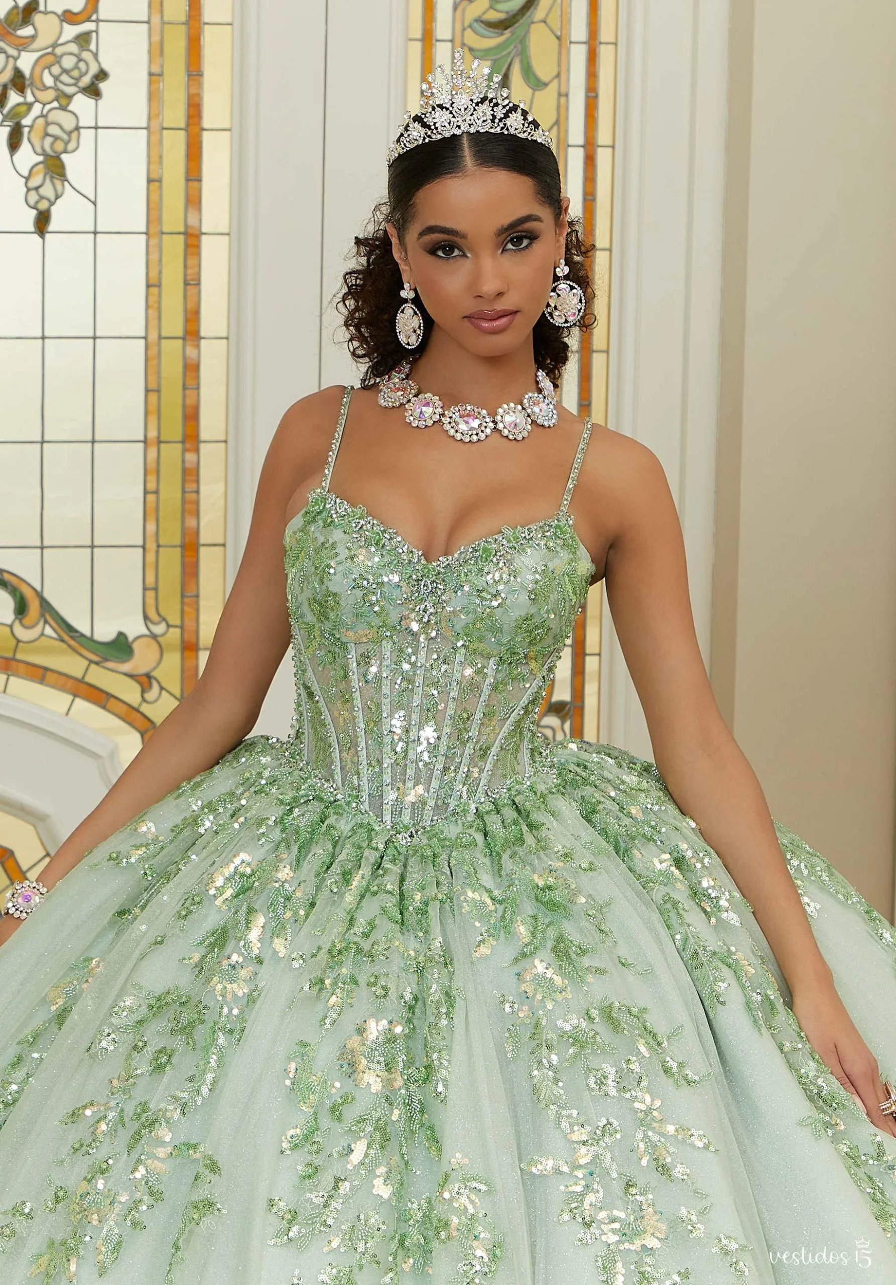 Alternative view of Vestido de 15 años Araceli Verde Menta