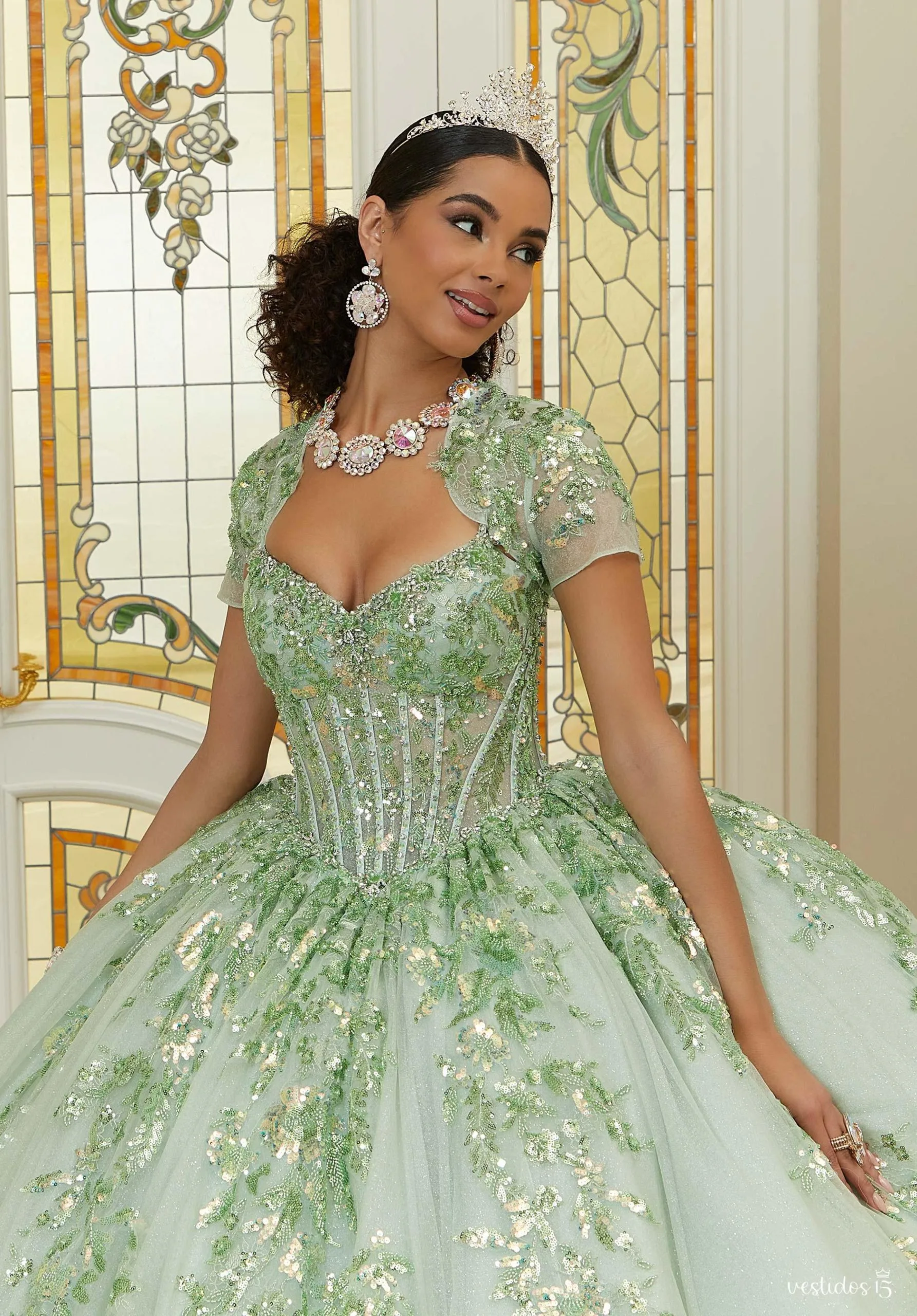 Vestido de 15 años Araceli Verde Menta Vestido de 15 años Araceli Verde Menta - Imagen 3