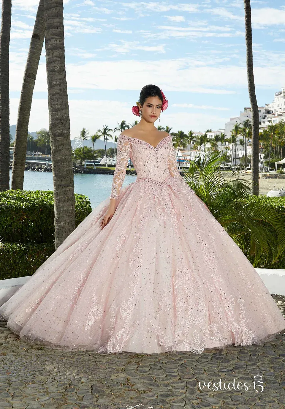 Vestido 15 rosa girogina de Vestidos15 — calidad y estilo para ocasiones especiales