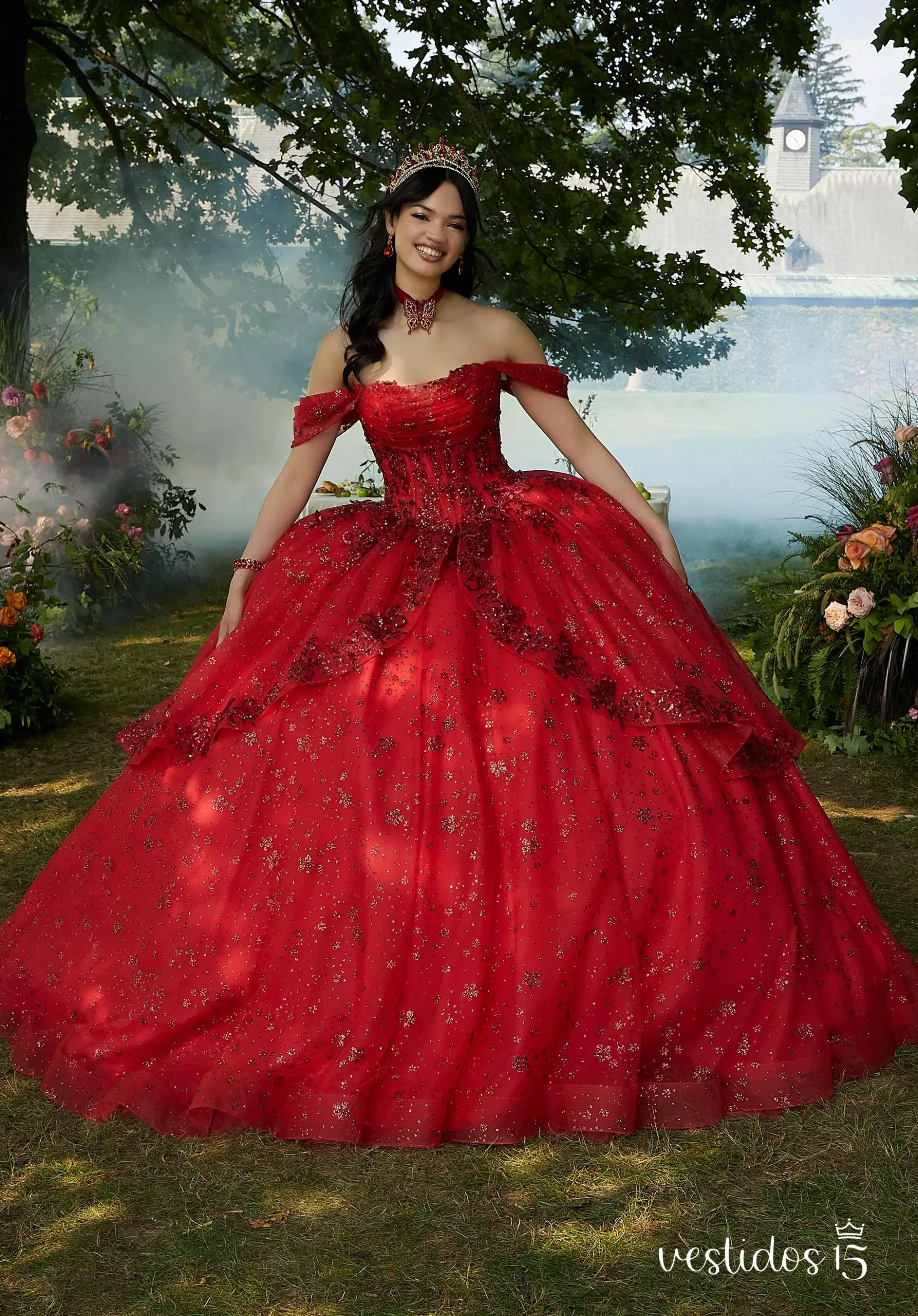 Vestido 15 rojo lea de alta calidad en Vestidos15