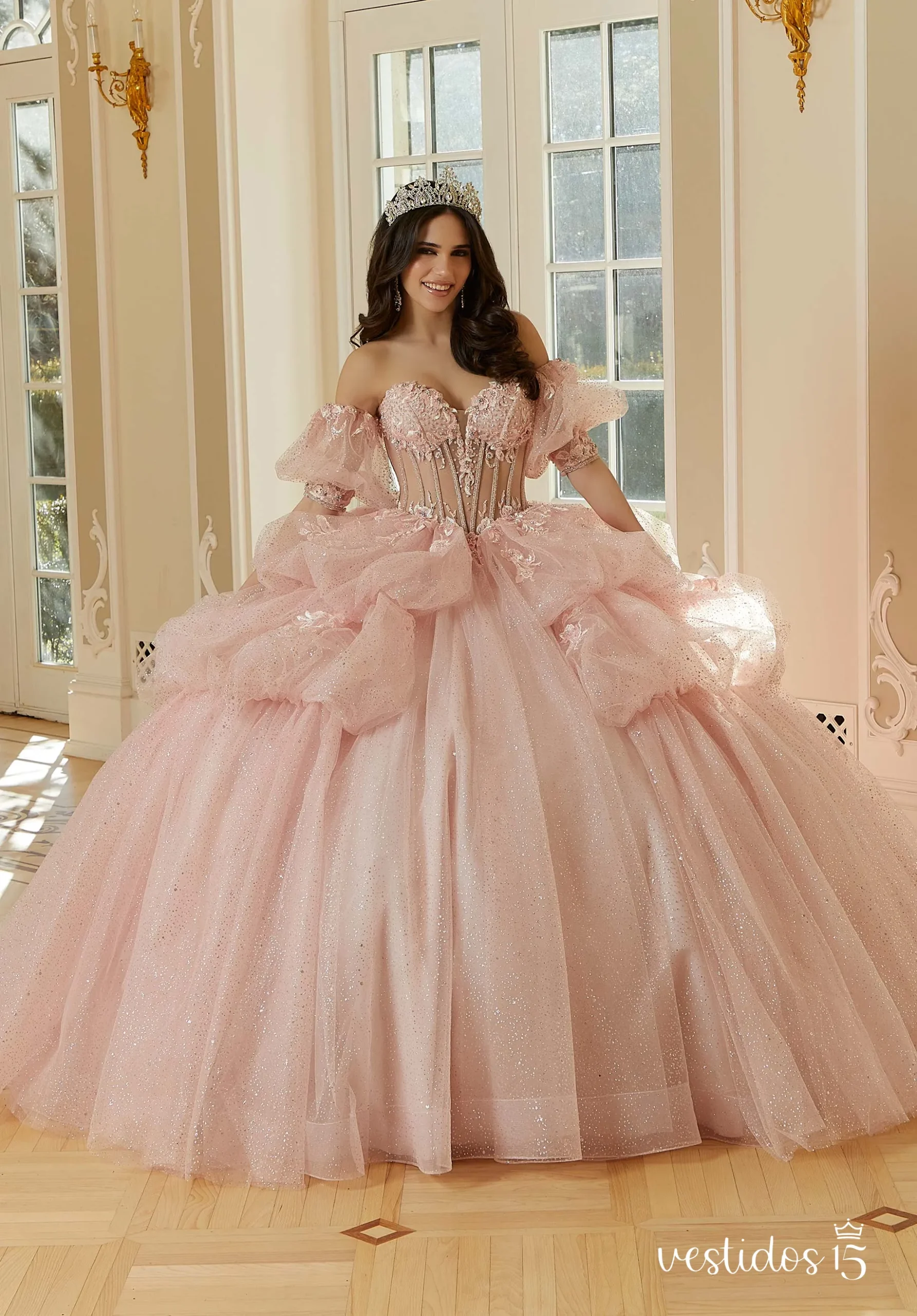 Vestido 15 rosa lucia — diseño exclusivo en Vestidos15