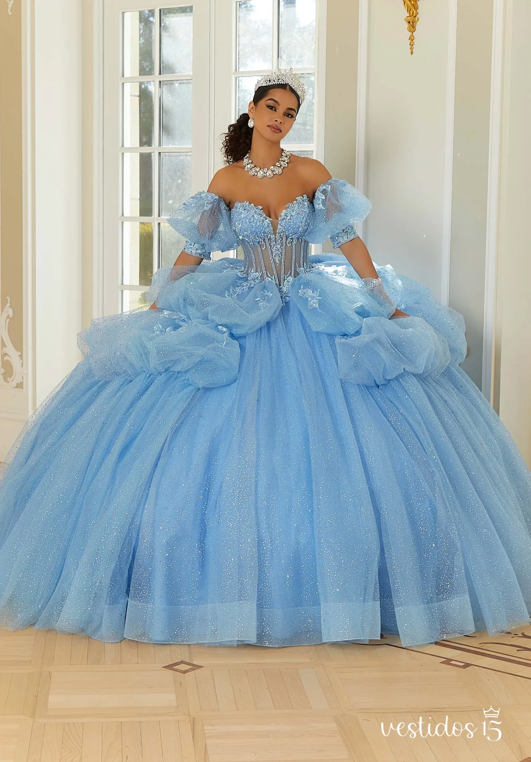 Vestido 15 azul lucia de Vestidos15 — calidad y estilo para ocasiones especiales