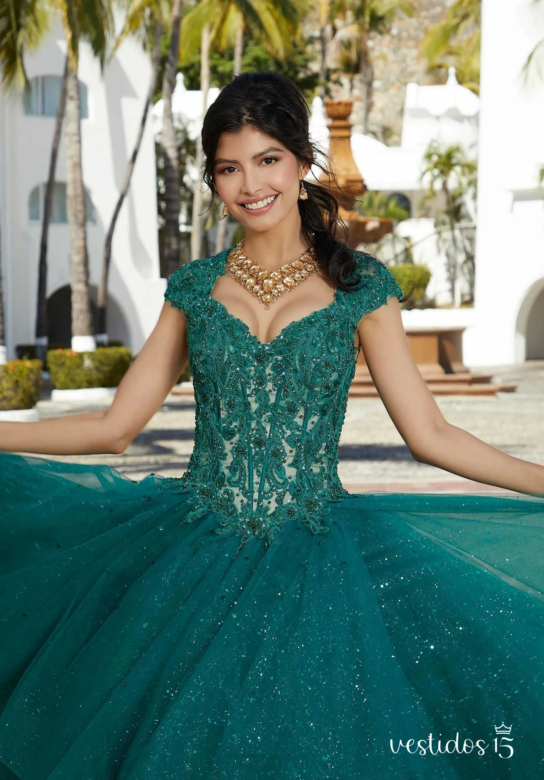 Vestido de 15 años Sabrina Verde Esmeralda Vestido de 15 años Sabrina Verde Esmeralda - Imagen 3