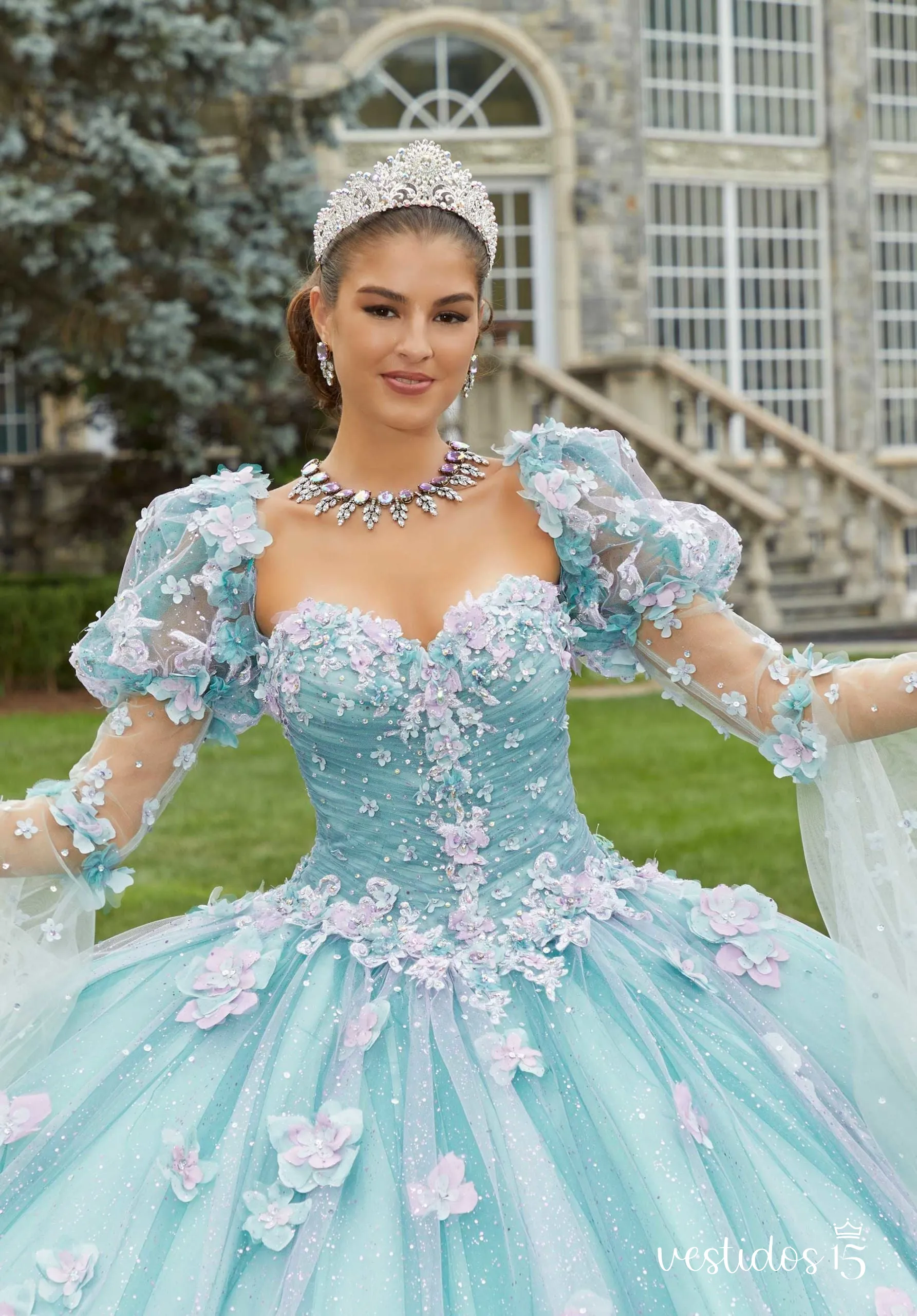 Alternative view of Vestido de 15 años Serena Verde Agua