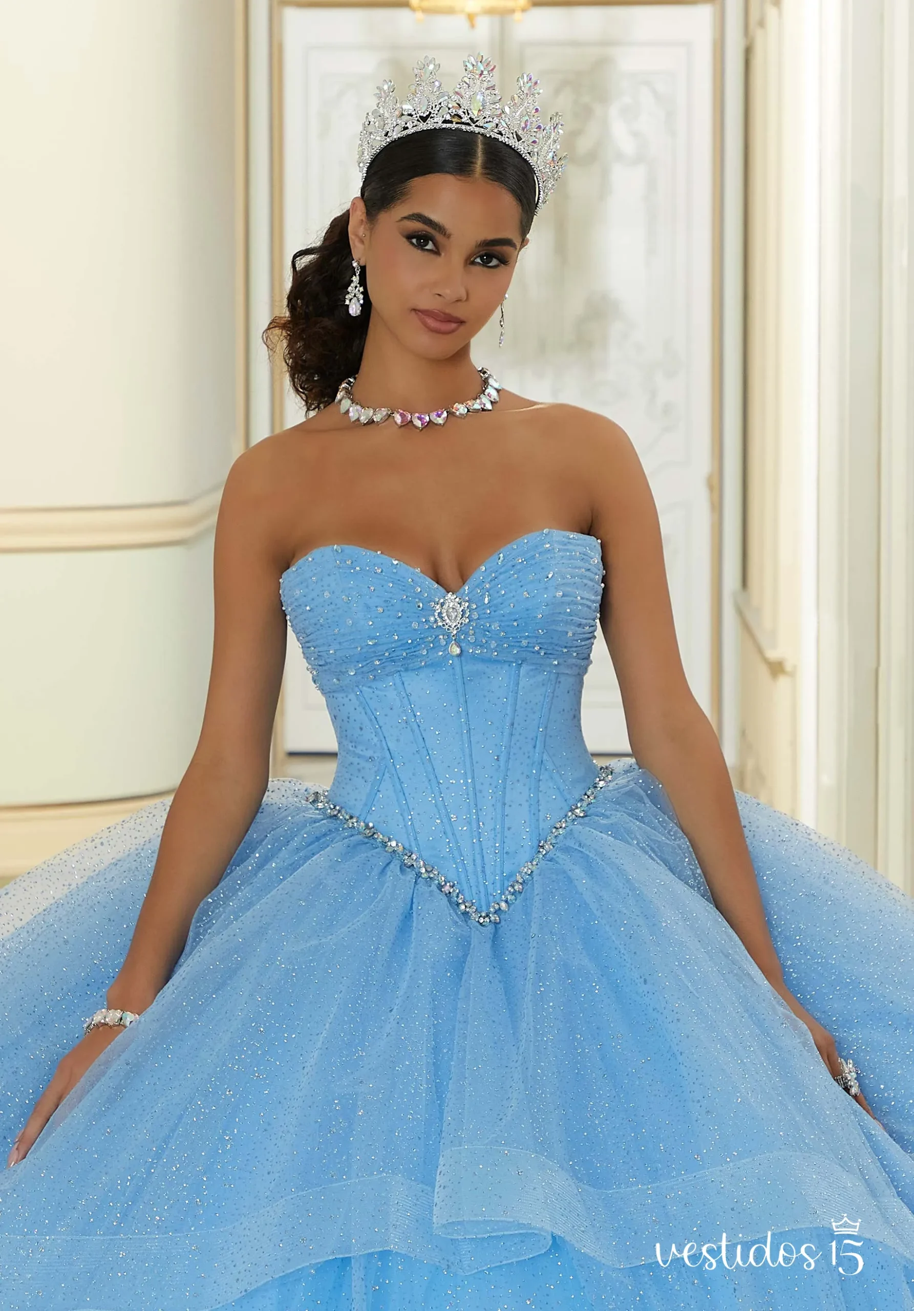 Alternative view of Vestido de 15 años Andrea Azul Celeste