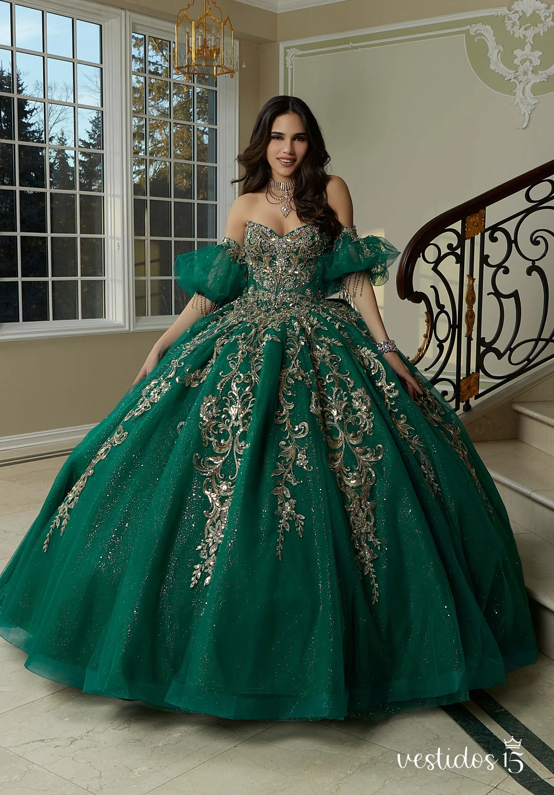 Vestido 15 verde malena — diseño exclusivo en Vestidos15
