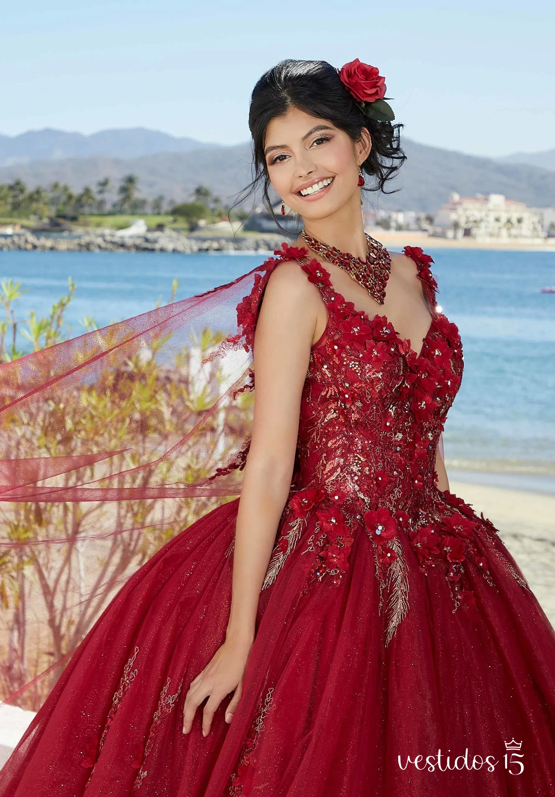Alternative view of Vestido de 15 años Lola Rojo Vino