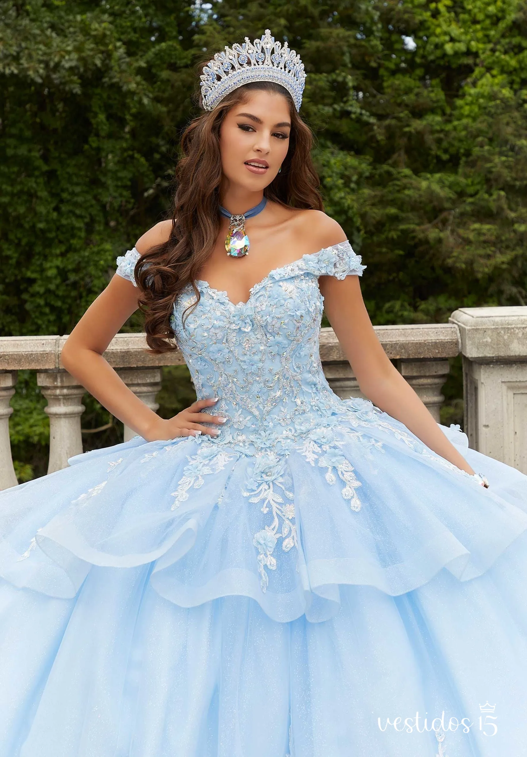 Alternative view of Vestido de 15 años Priscila Azul Celeste