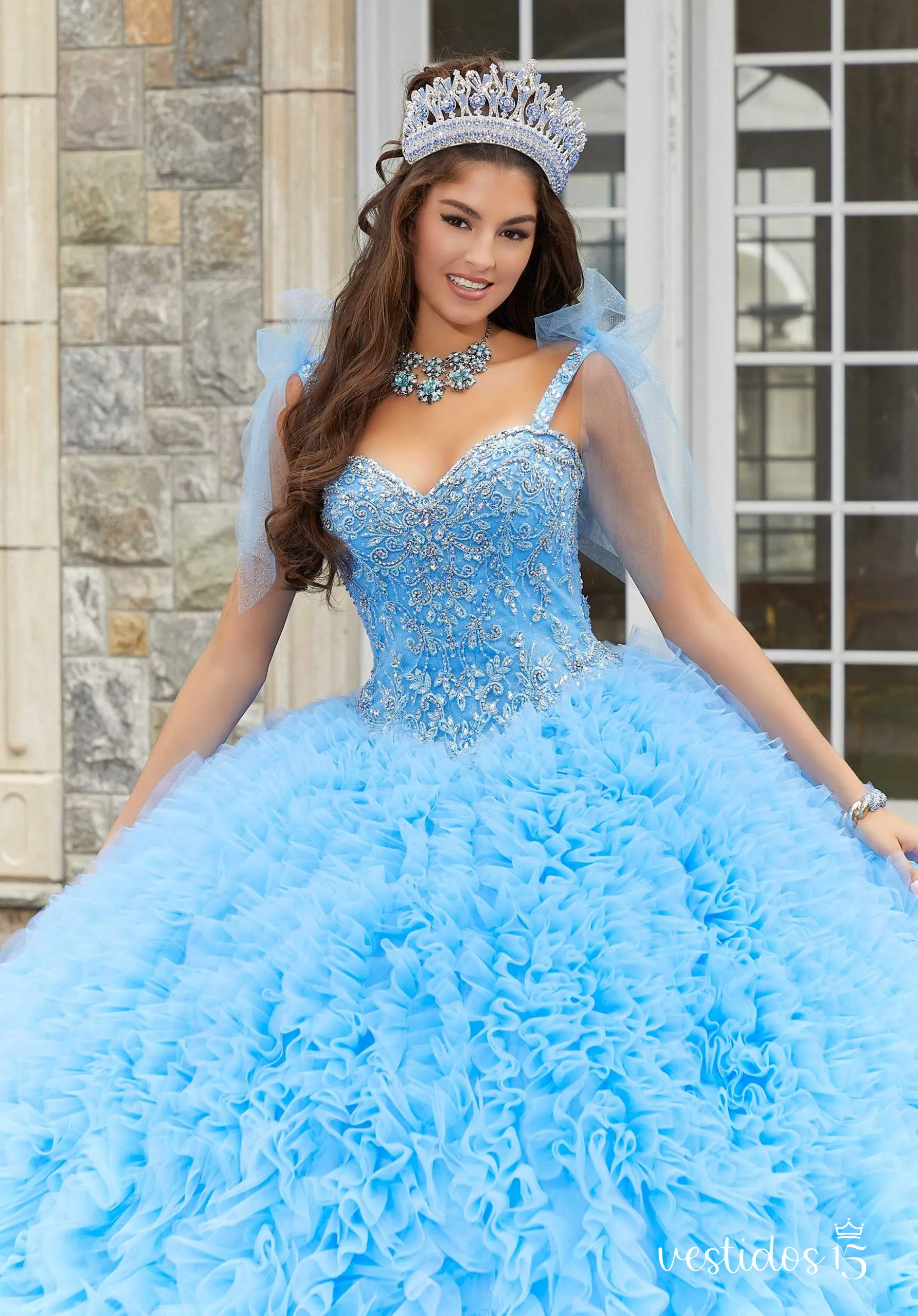 Alternative view of Vestido de 15 años Romina Azul Celeste