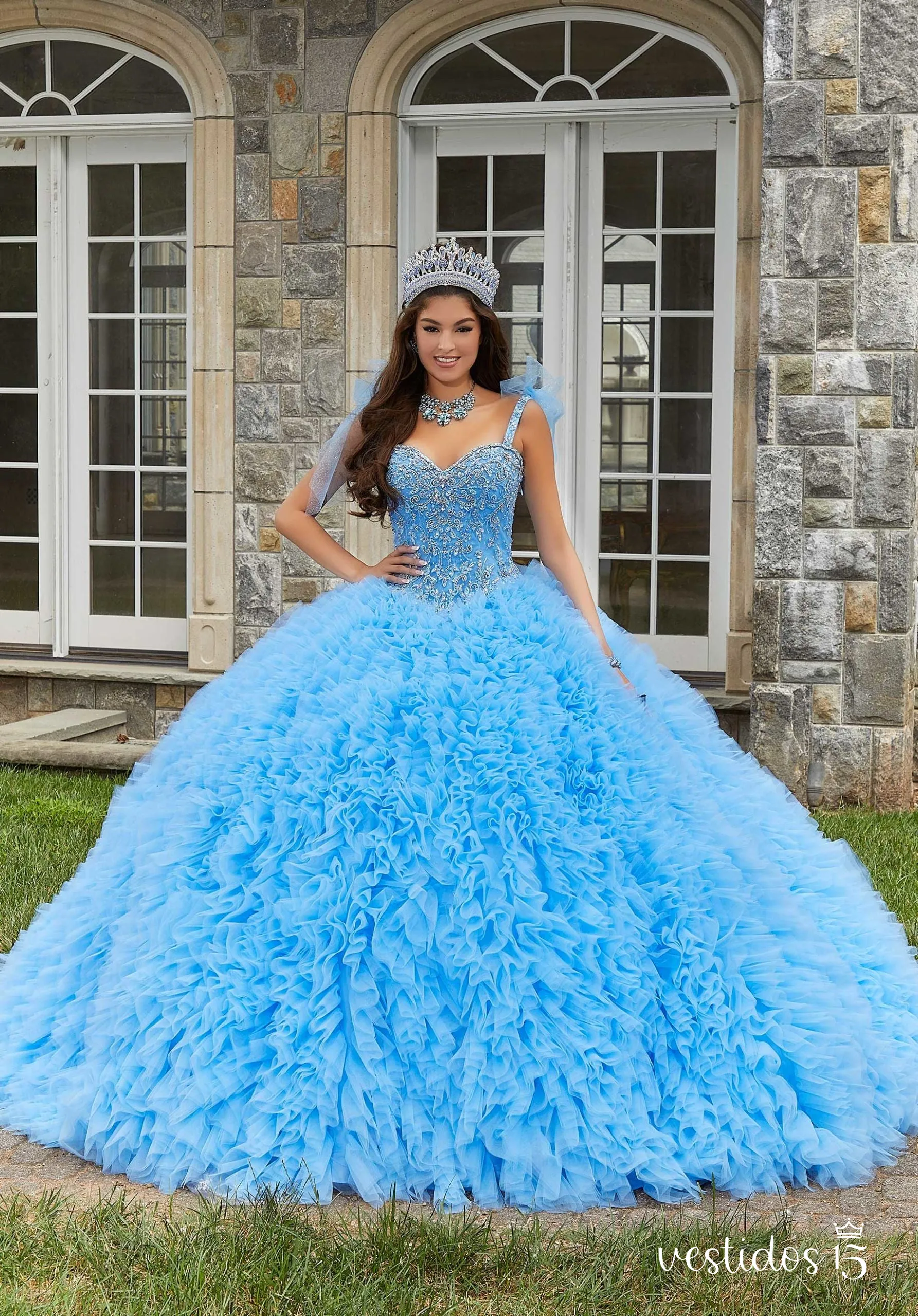 Vestido 15 azul romina de Vestidos15 — calidad y estilo para ocasiones especiales