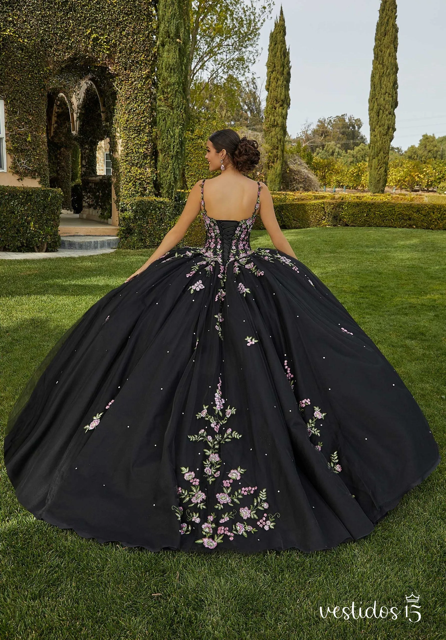 Alternative view of Vestido de 15 años Anastasia Foral Negro