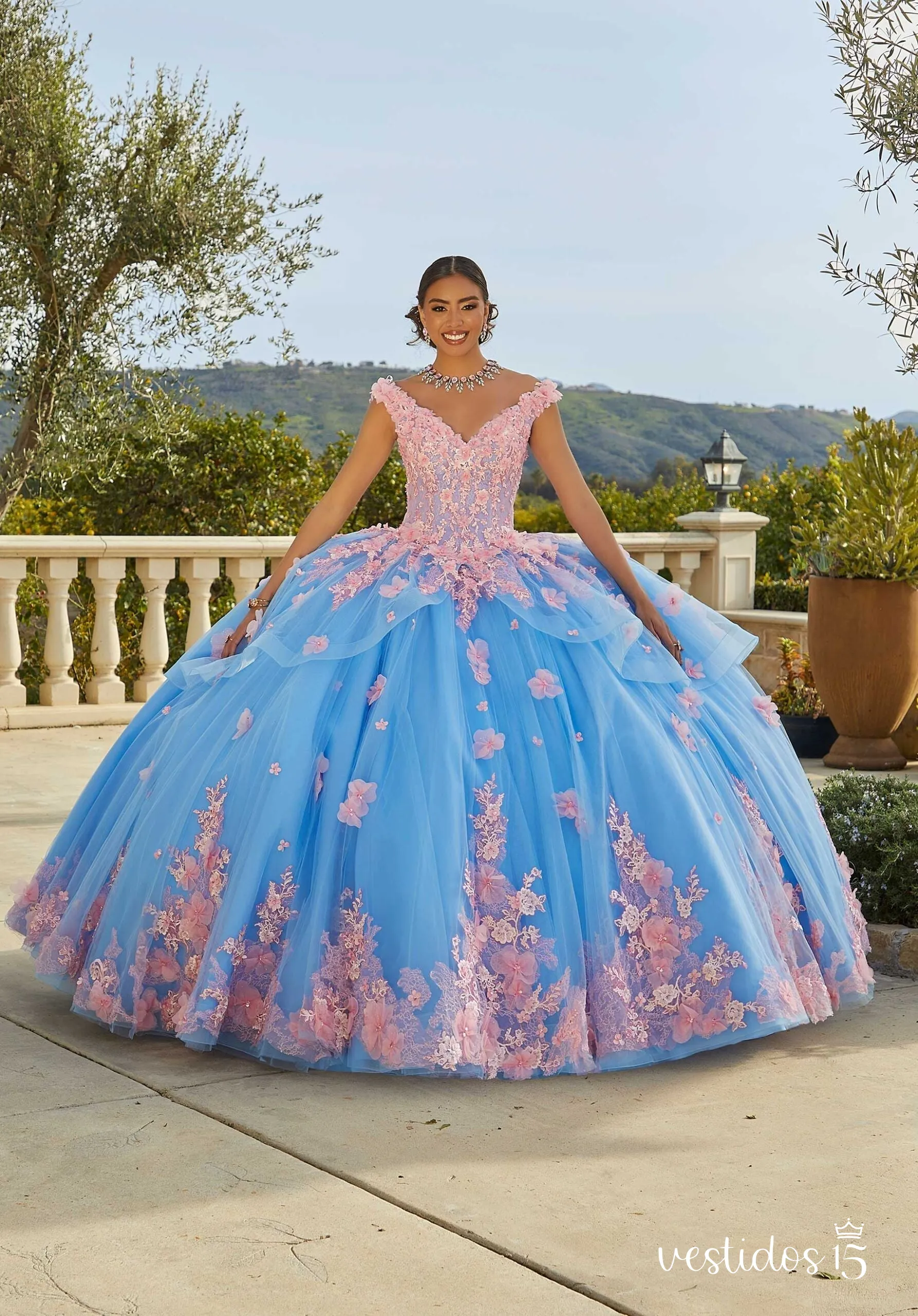 Vestido 15 azul stephanie de Vestidos15 — calidad y estilo para ocasiones especiales