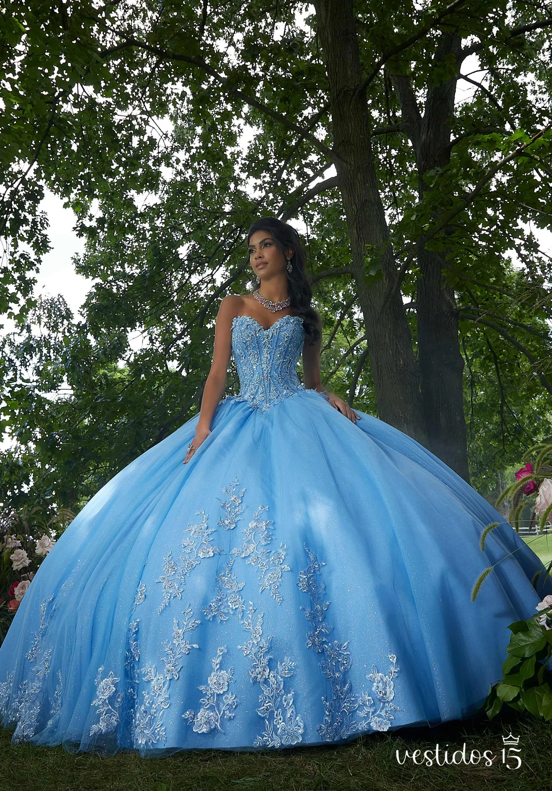 Vestido 15 azul marina de alta calidad en Vestidos15