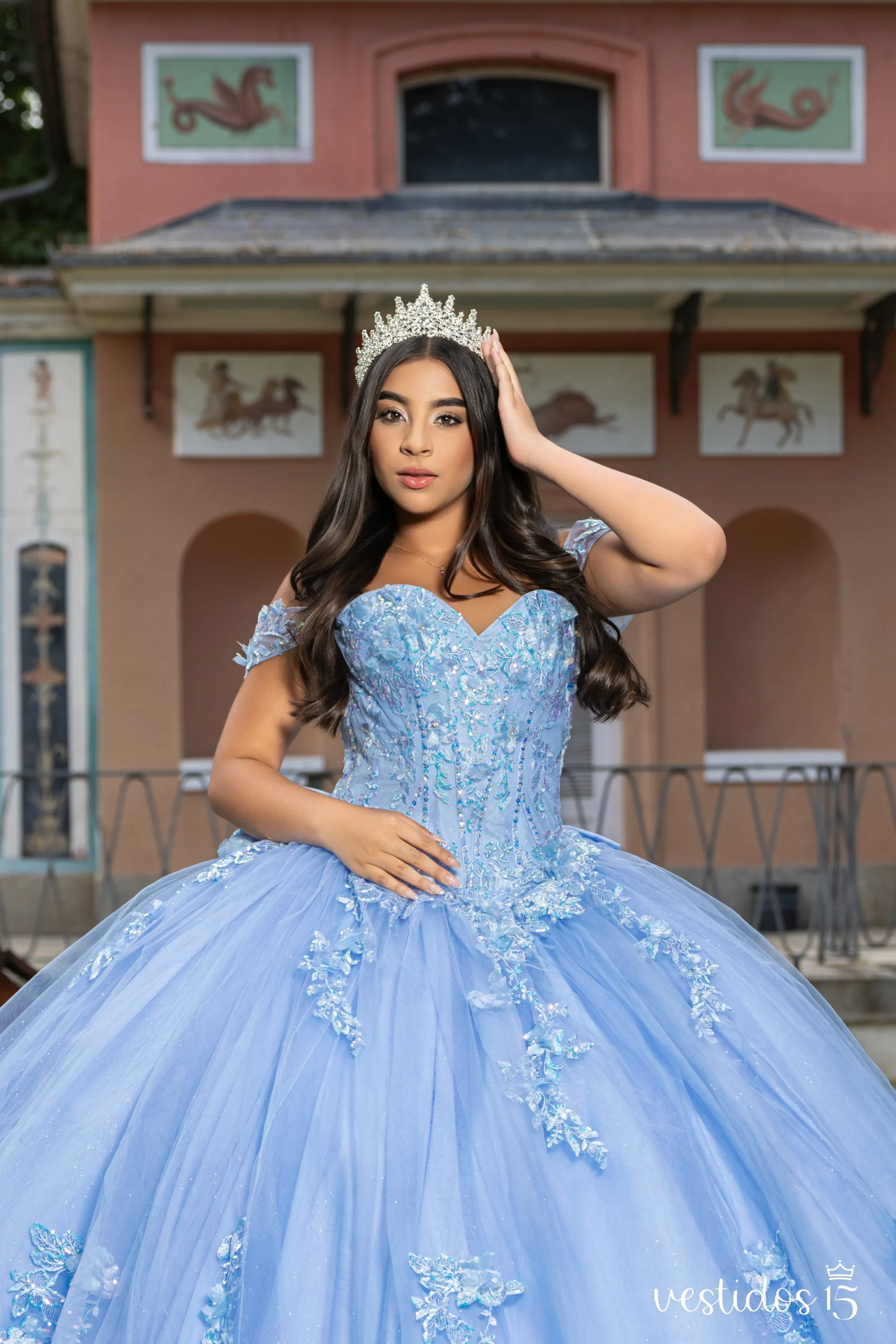 Vestido de 15 años en Alquiler Domenica Celeste