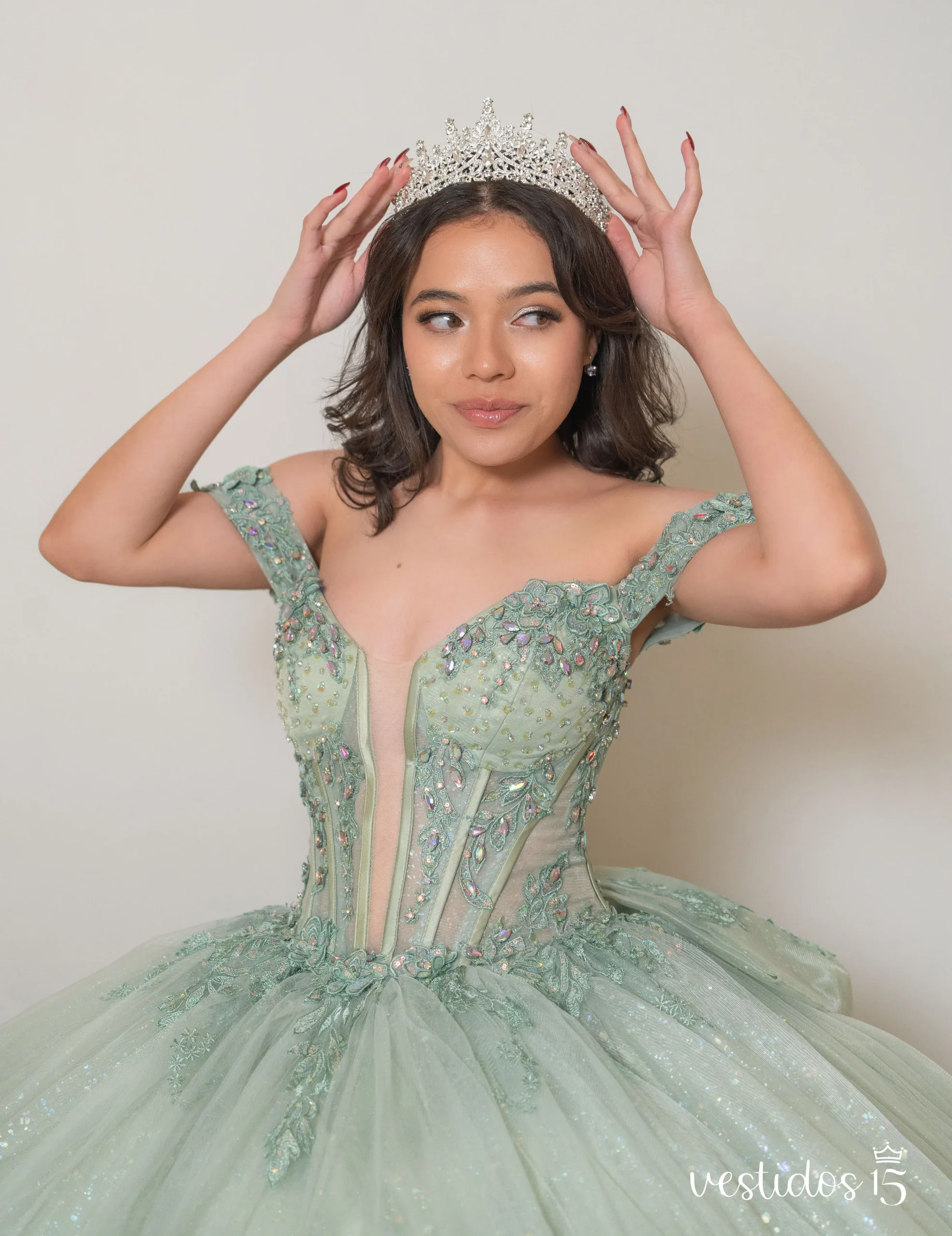 Vestido de 15 años Valeria Verde Menta