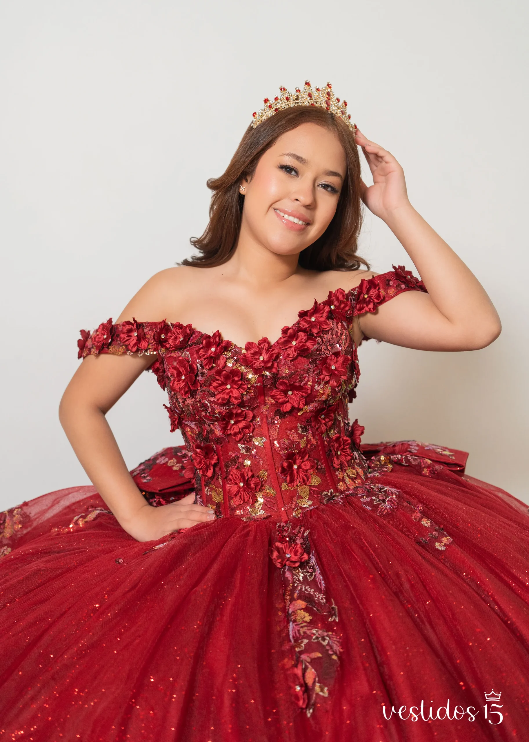 Vestido de 15 años Verónica Rojo Carmesí