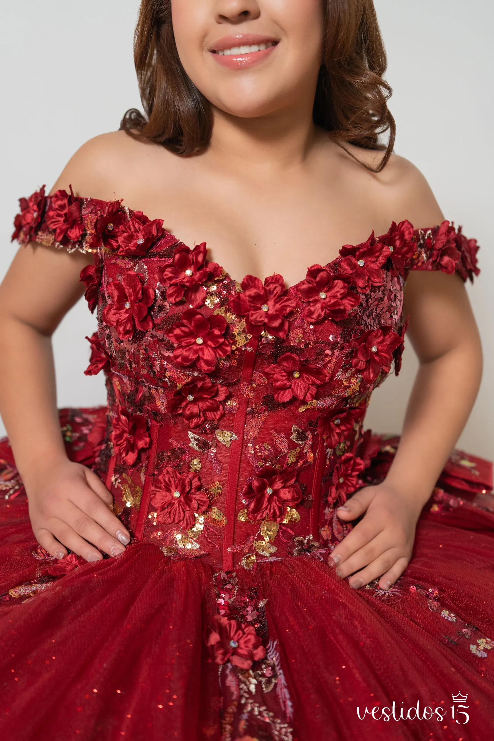 Alternative view of Vestido de 15 años Verónica Rojo Carmesí