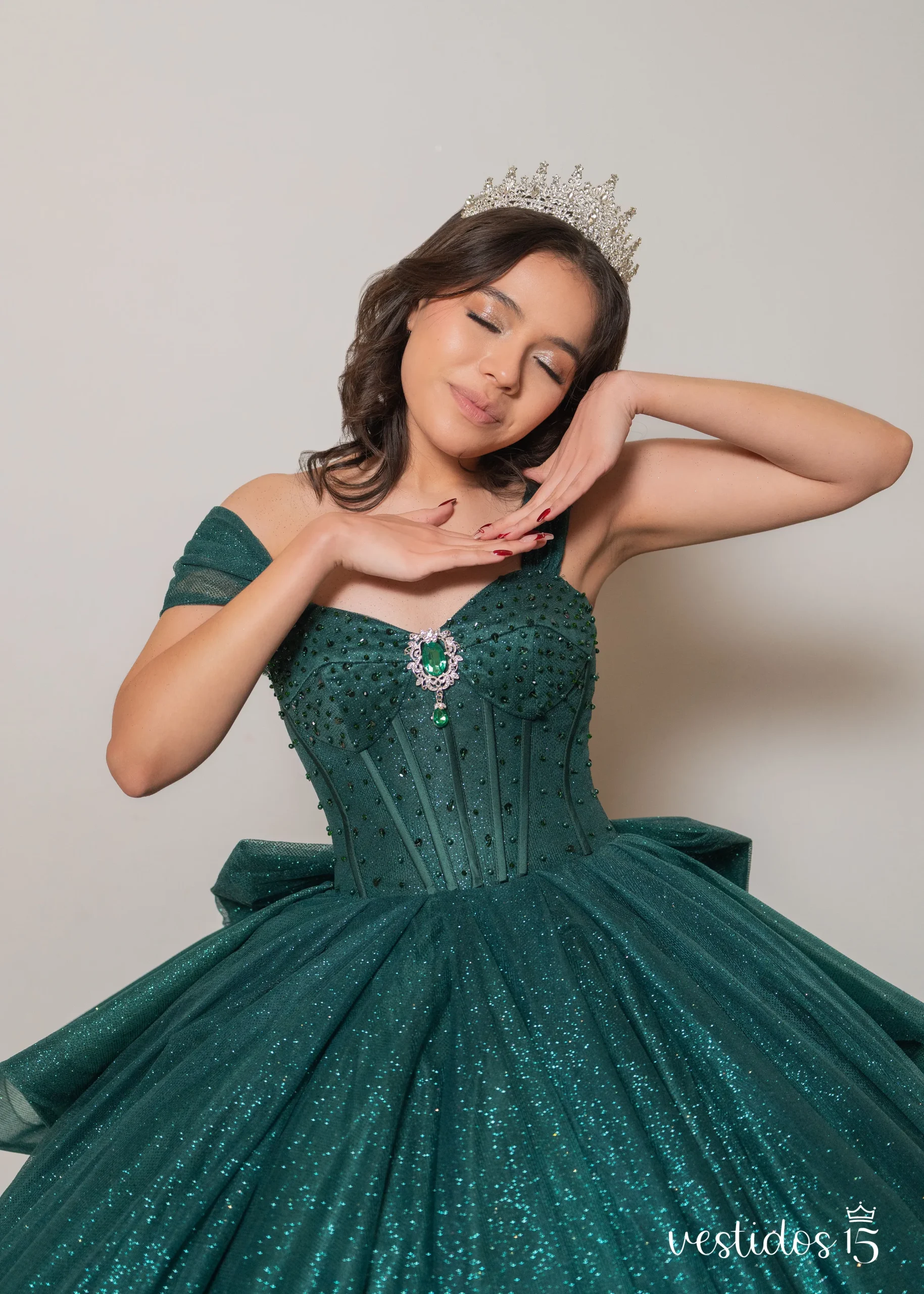Vestido de 15 años Viviana Verde Oscuro