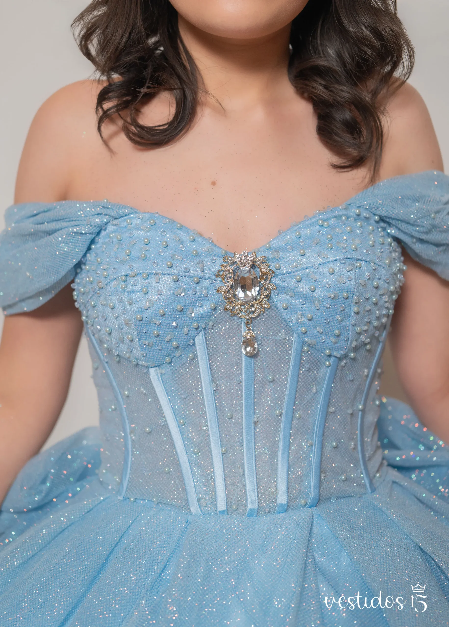 Alternative view of Vestido de 15 años Viviana Azul Celeste